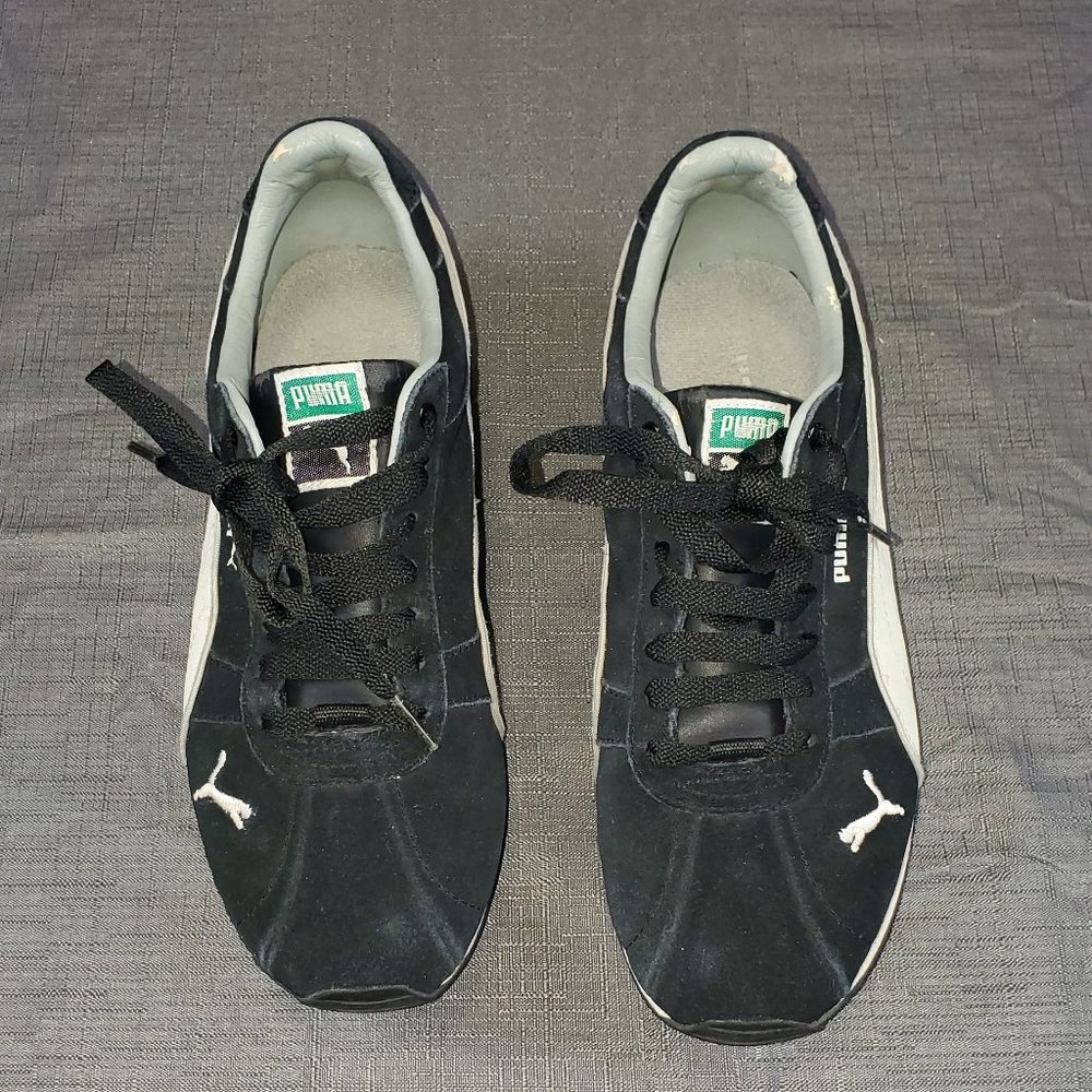 PUMA Astro Kick Sneakers Black Suede LaceUp Stitch size 8